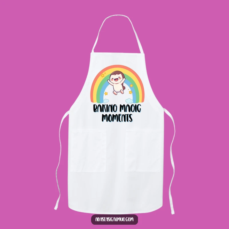 Funny Rainbow Chef Apron: A Laughing Character's Culinary Joy Ride!