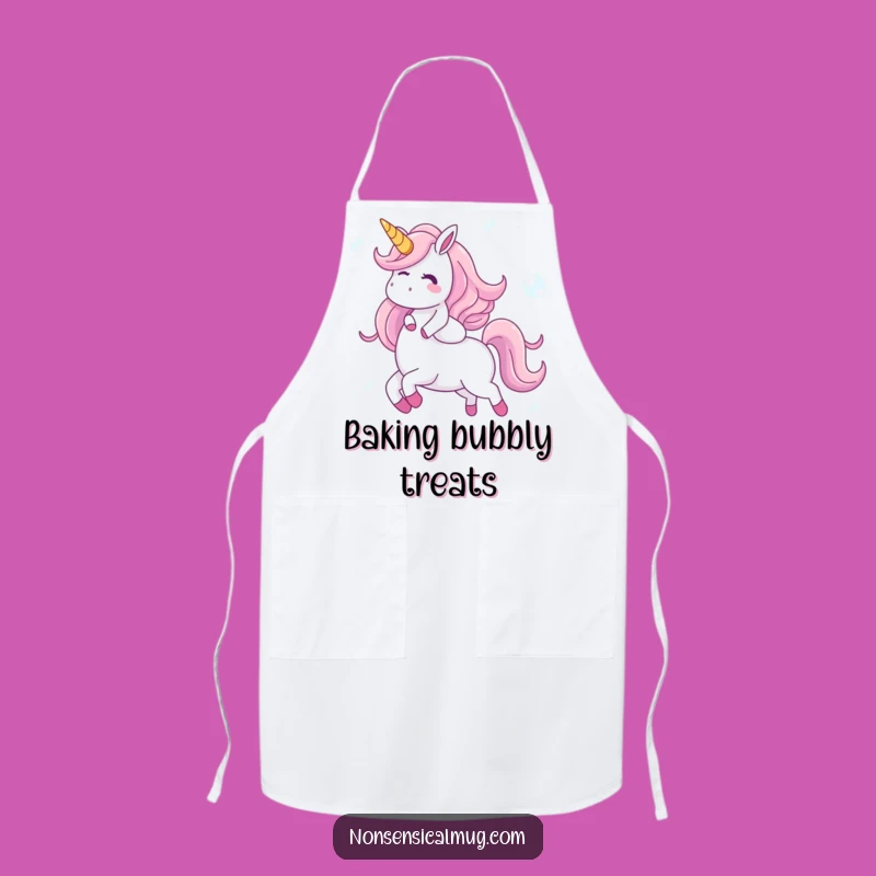 Funny Bubble Unicorn Apron - Chef Character's Magical Protection - Kitchen Gift
