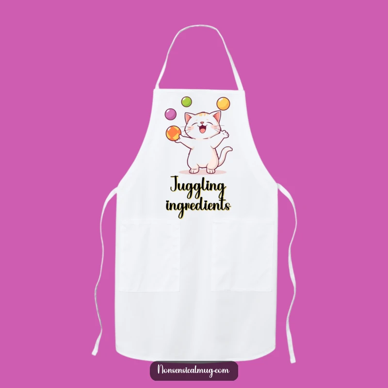 Funny Kawaii Cat Apron: Cook with Talented Paws and Juggling Flair