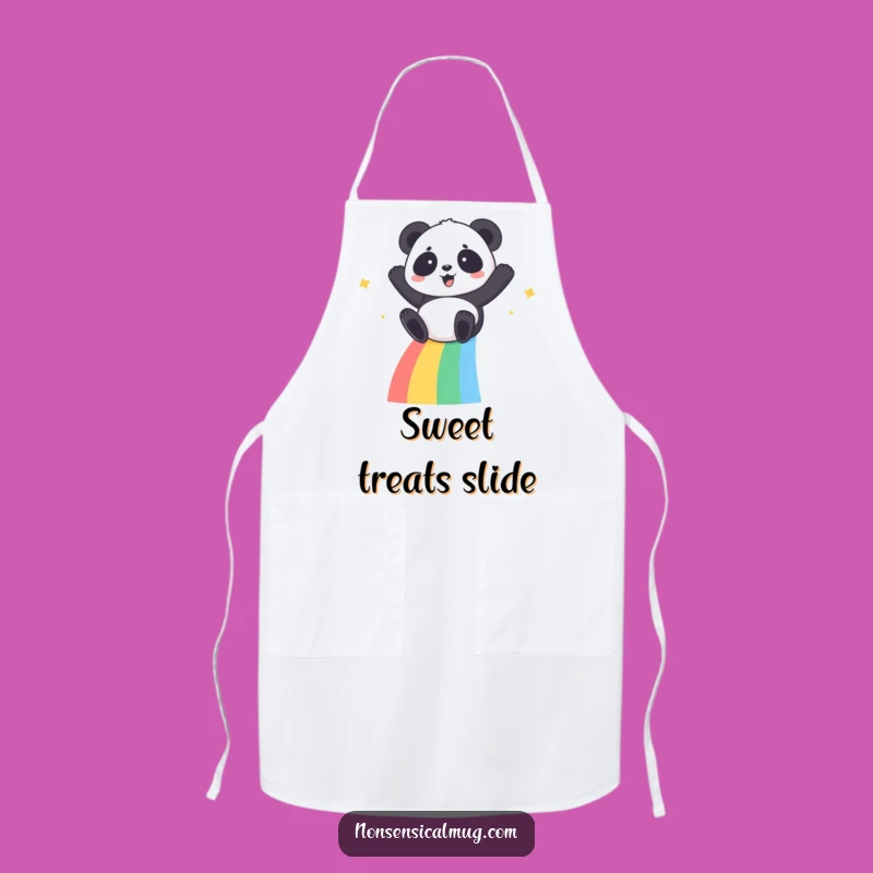 Kawaii Panda Rainbow Apron: Joyful Sliding Panda Bib, Practical Funny Gift!