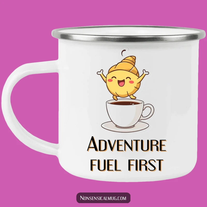 Adventure Funny Croissant Camping Mug: Joyful Pastry Coffee Gift