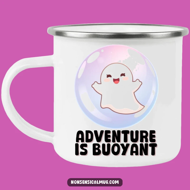 Funny Ghost in Bubble Camping Mug: Adventure-Ready and Hilarious, a Perfect Funny Gift