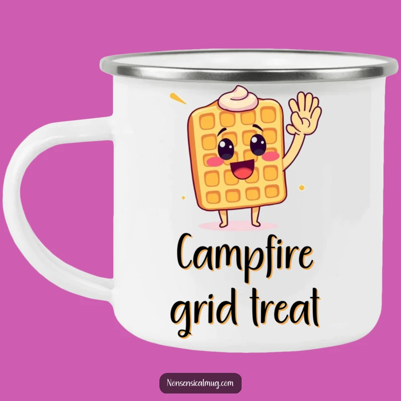 Funny Waffle High Five Camping Mug: Your Cheerful Outdoor Companion