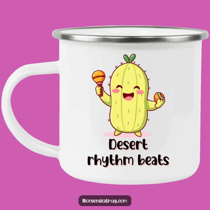Funny Cactus Camping Mug: Dancing Character with Maracas Outdoor Gift