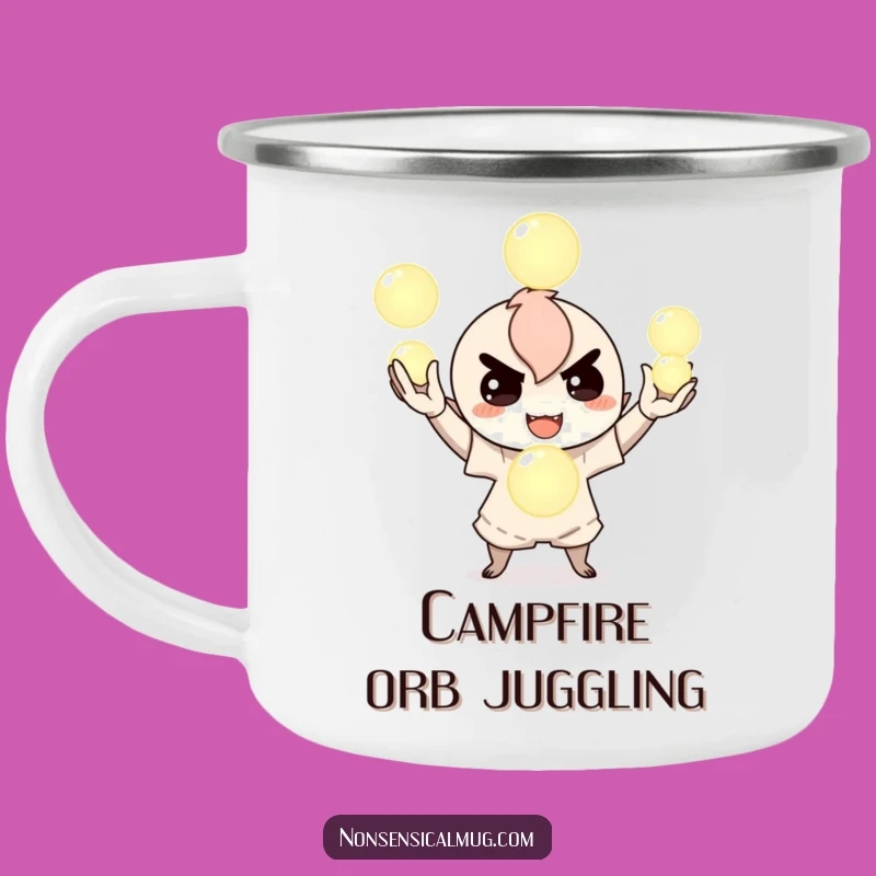 Funny Juggling Orbs Camping Mug - Character's Magical Drinkware - Outdoor Gift