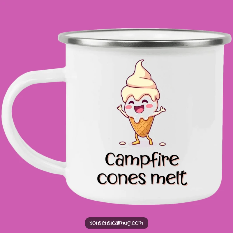 Funny Kawaii Melting Ice Cream Dance Camping Mug: Silly Dessert Adventure Gear