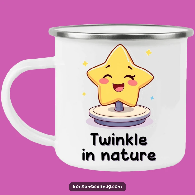Funny Winking Star Camping Mug: Cheerful Character's Outdoor Adventure Gift