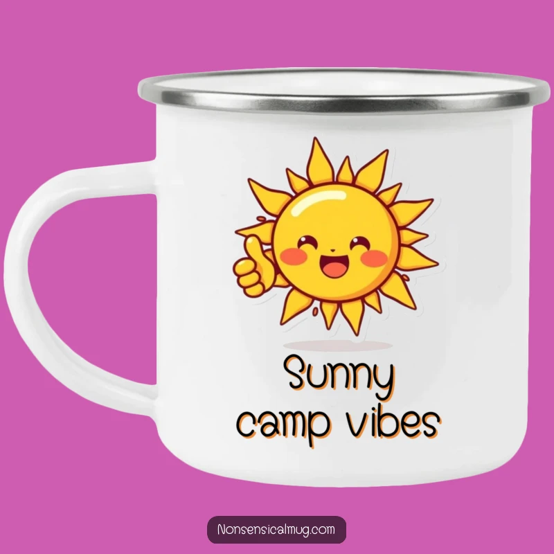 Funny Sun Camping Mug: Positive Thumbs Up Adventure, Hilarious Outdoor Gift
