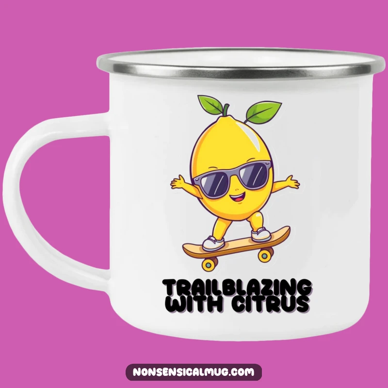 Funny Lemon Skater Camping Mug: Your Coolest Coffee Companion