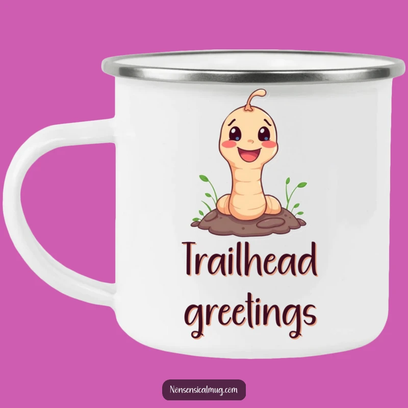 Funny Worm Camping Mug: Happy Character Popping on Outdoor Adventures Gift