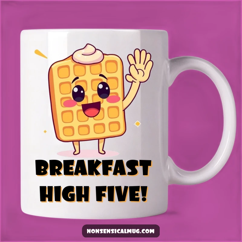 Funny Waffle High Five Mug: Celebrate Your Day with a Delicious Treat