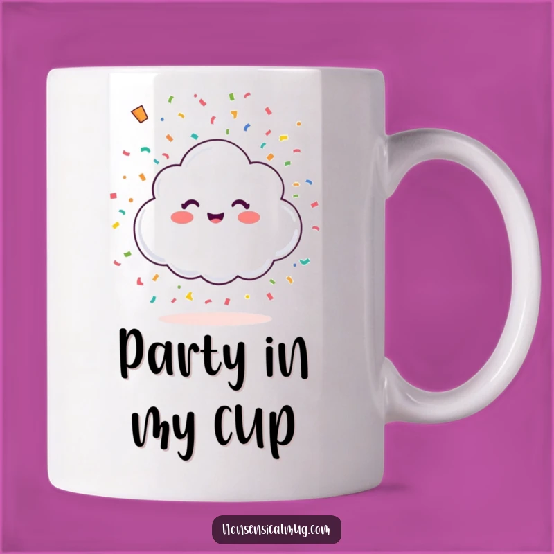 Funny Happy Cloud Confetti Mug: Joyful Shower, Perfect Funny Gift for Celebrations!
