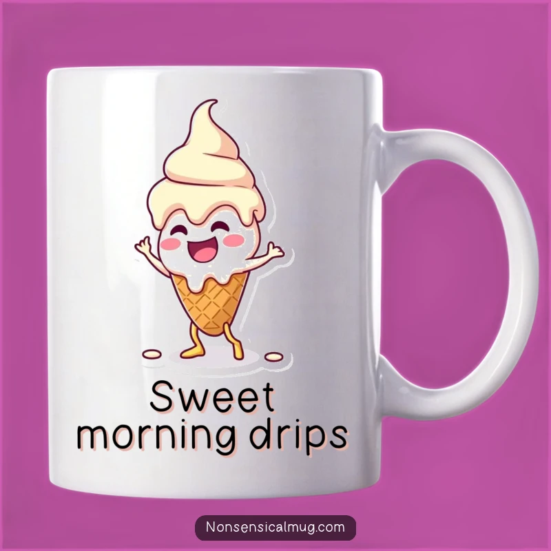 Funny Kawaii Melting Ice Cream Dance Mug: Silly Treat Gift for Dessert Lovers