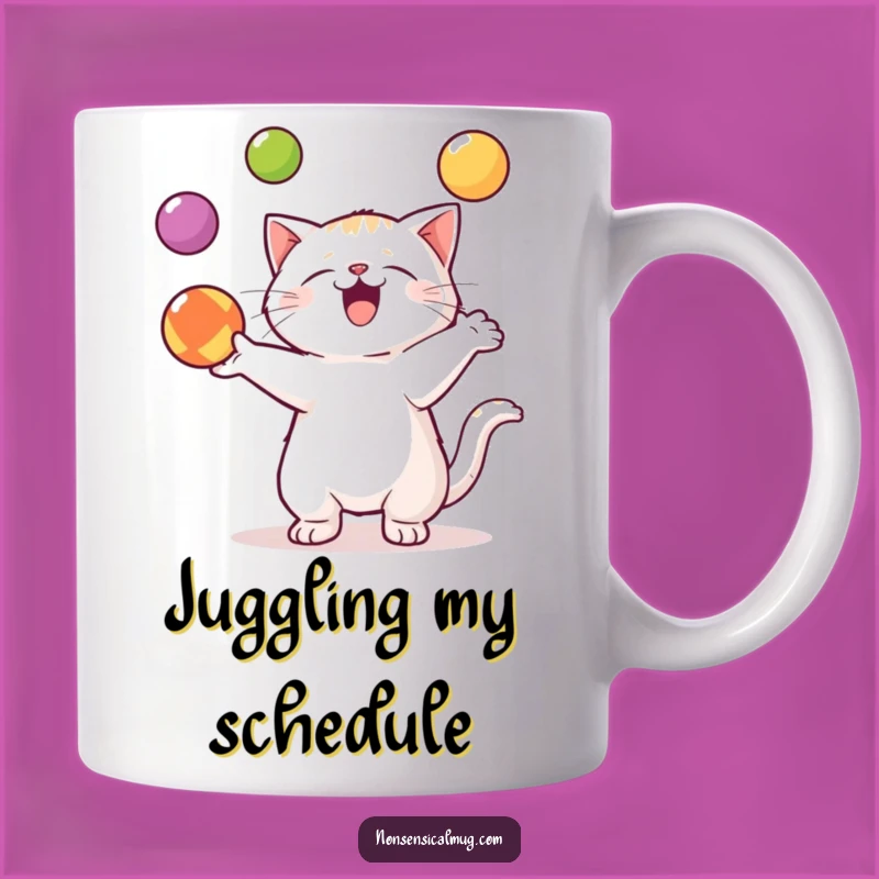 Funny Kawaii Cat Juggling Mug: Talented Kitty Pursuits for a Purrfect Gift