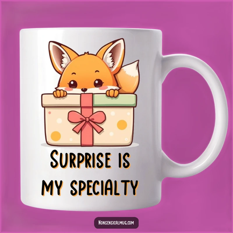 Kawaii Fox Gift Mug: Adorable Surprised Fox, Perfect Funny Gift for Her!