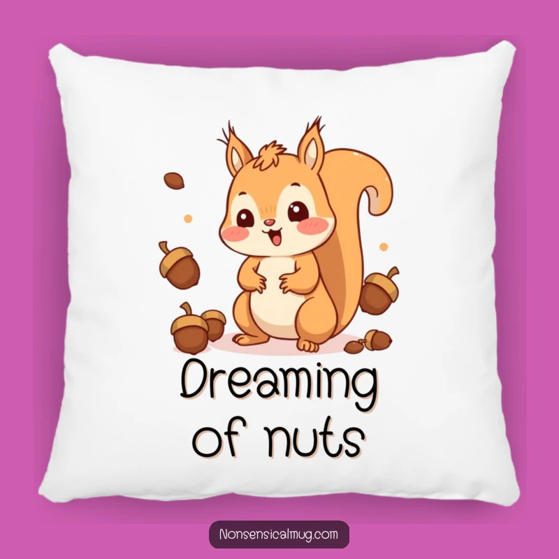 Funny Squirrel Juggling Pillow: Happy Nutty Acrobat Cushion, Whimsical Funny Gift!