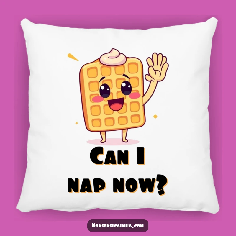 Funny Waffle High Five Pillow: Cozy Comfort with Breakfast Smiles