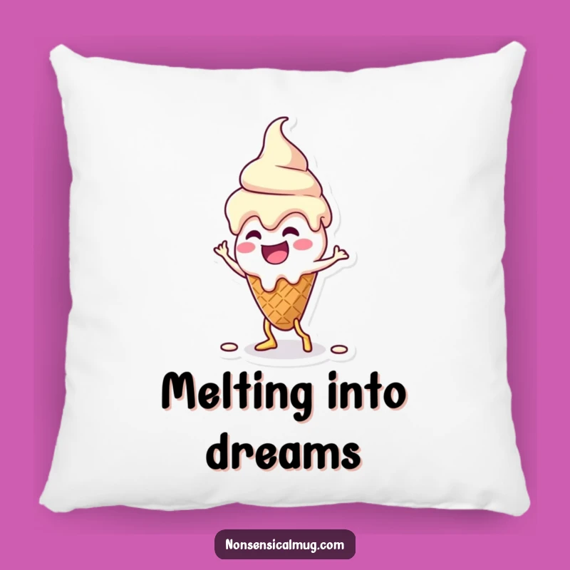 Funny Kawaii Melting Ice Cream Dance Pillow: Cozy Silly Accent