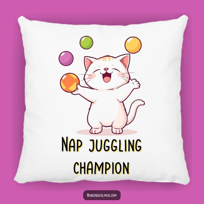 Funny Kawaii Cat Pillow: Cozy Comfort with Talented Paws and Juggling Charm