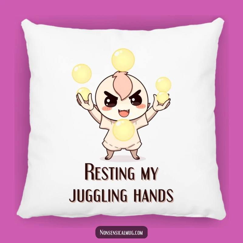 Funny Juggling Orbs Pillow - Cozy Mischievous Character's Comfort - Cozy Gift