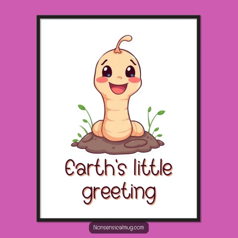 Funny Worm Digital Art: Happy Character Popping for Instant Decor Gift