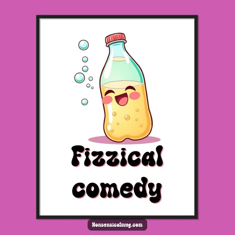 Funny Giggling Soda Bottle Digital Print: Instant Humor for Your Space