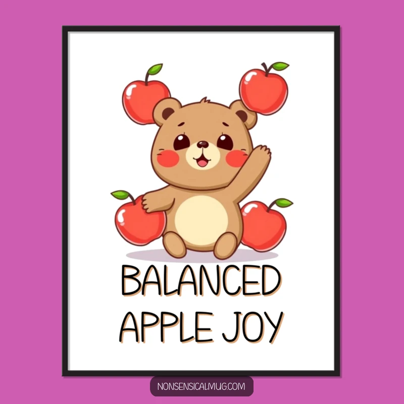 Funny Juggling Bear Digital Art: Instant Hilarious Decor for Your Space