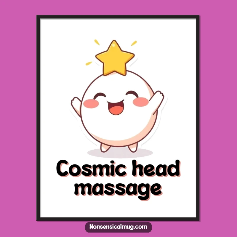 Funny Star Bouncing Round Character Art Print - Instant Celestial Wall Decor