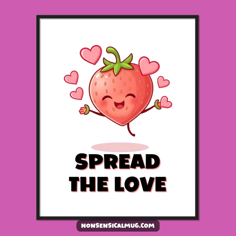Funny Strawberry Juggling Hearts Digital Art: Instant Love for Your Walls!