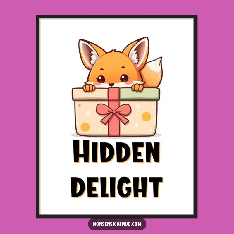 Kawaii Fox Gift Print: Adorable Peeking Fox Digital Download, Instant Funny Gift!