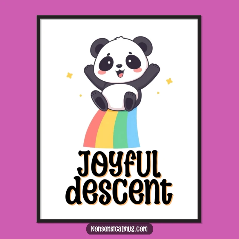 Kawaii Panda Rainbow Print: Joyful Sliding Panda Digital Download, Instant Funny Gift!