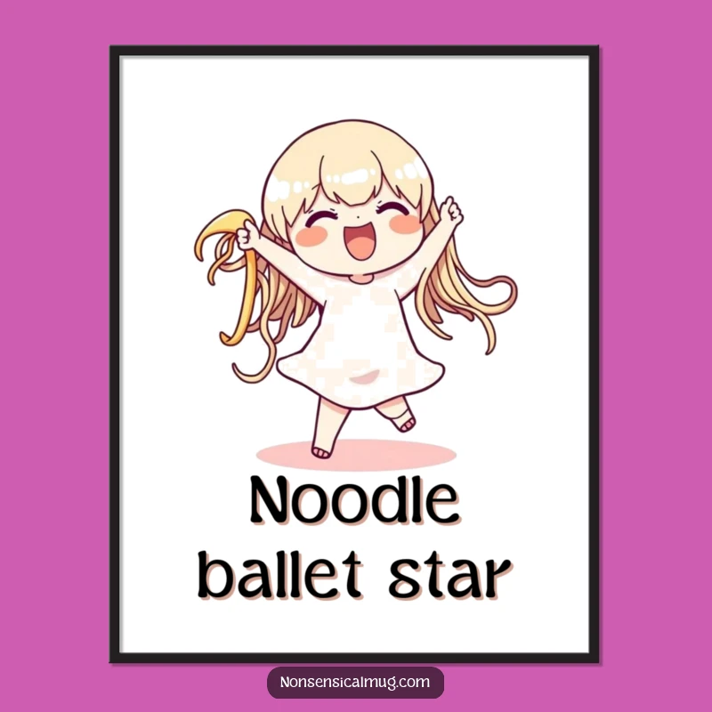 Funny Noodle Dance Digital Art - High-Res Character's Wiggling Pasta Print - Instant Gift