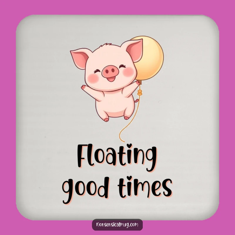 Funny Kawaii Piglet Balloon Drink Coaster - Cute Flying Pig Protector, Charming Funny Gift for Tables