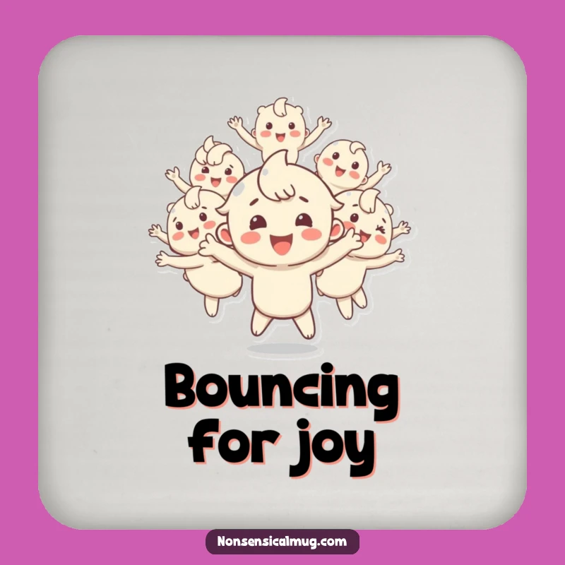 Funny Bouncing Copies Coaster - Protect Surfaces with Energetic Art - Housewarming Gift