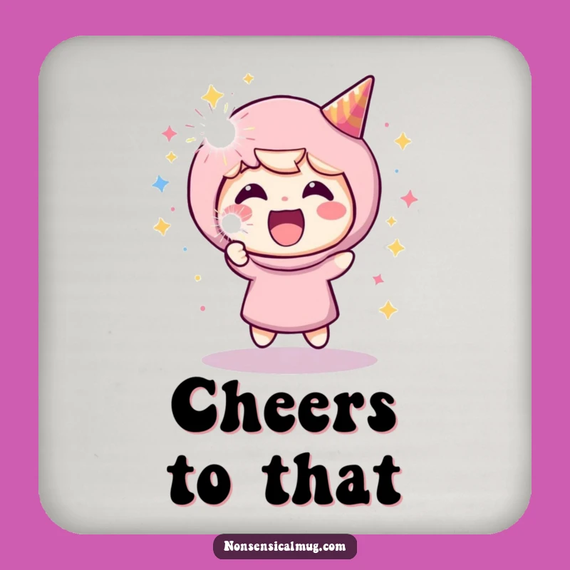 Funny Cheerful Character Drink Coaster: Protect Surfaces with This Hilarious Party Popper Decor