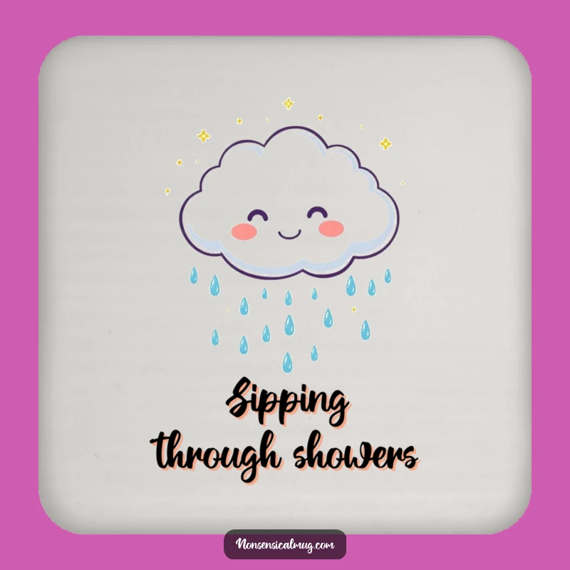 Funny Cloud Raindrops Coaster: Cute Protection, Sparkling Charm, Great Gift