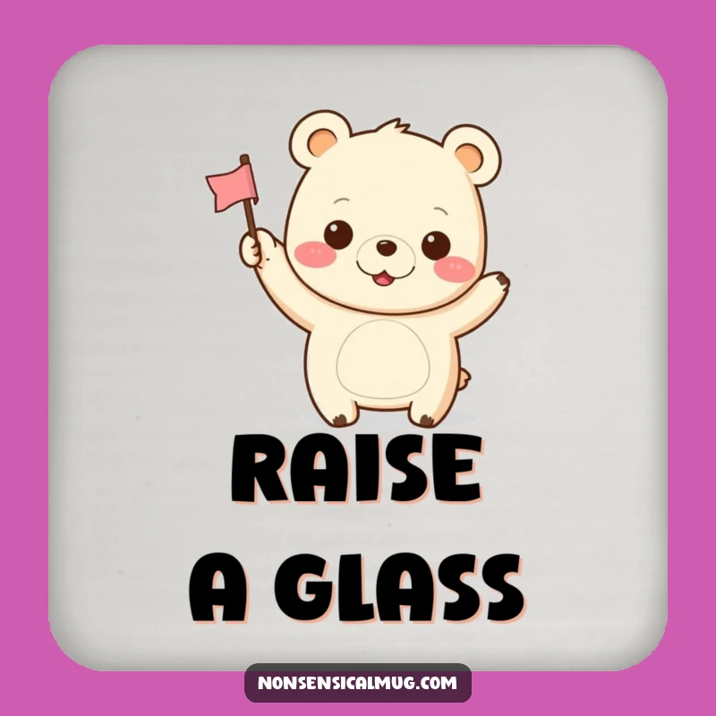 Funny Kawaii Bear Drink Coaster: Protect Surfaces with Cheerful Grins and Happy Vibes