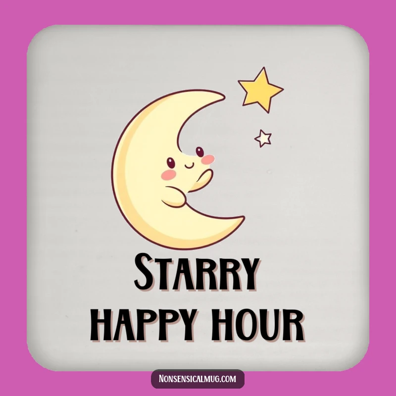 Funny Moon Chasing Star Coaster: Whimsical Protection, Cosmic Charm, Great Gift