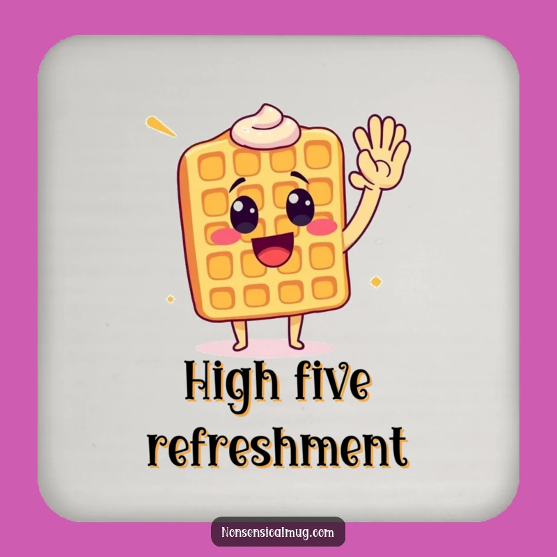 Funny Waffle High Five Coasters: Protect Surfaces with Breakfast Cheer