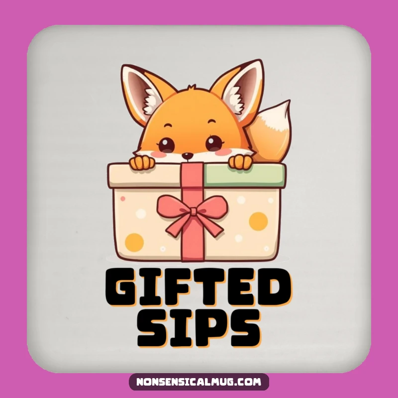 Kawaii Fox Gift Coaster: Cute Peeking Fox Drink Mat, Essential Funny Gift!