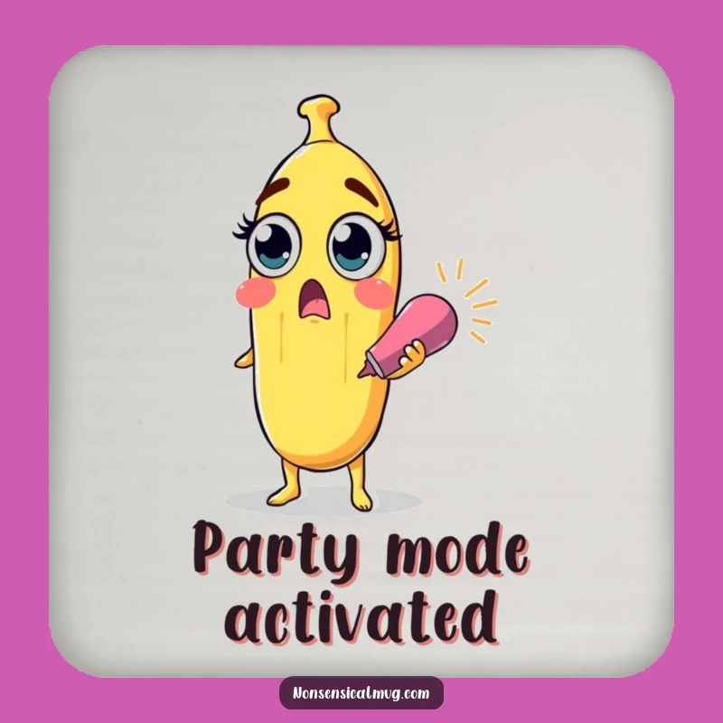 Funny Surprised Banana Party Popper Coaster - Protect Surfaces with Surprise Gift