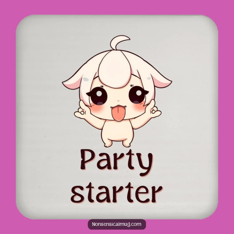 Funny Tongue Out Wiggle Fingers Coaster - Playful Character Drink Protector, Perfect Funny Gift