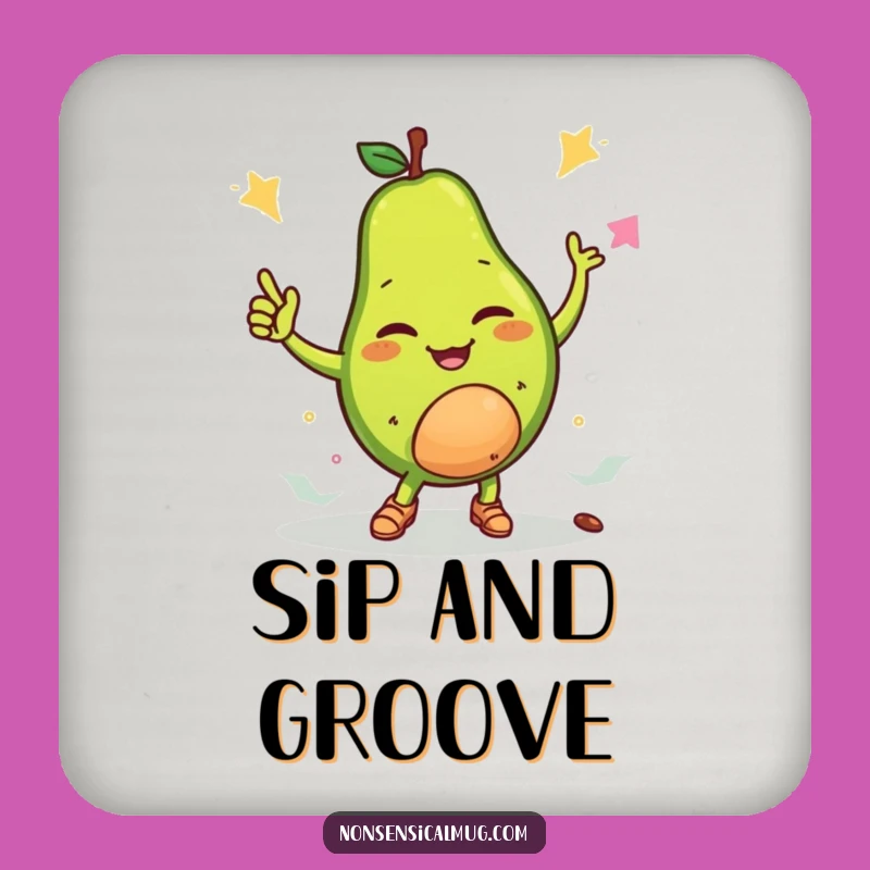 Funny Winking Avocado Breakdance Coaster: Cool Avocado Drink Protector