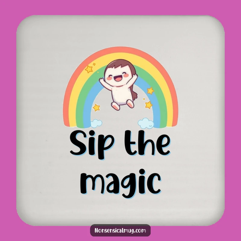 Funny Rainbow Coaster Set: Protect Surfaces with Laughing Character's Joy!