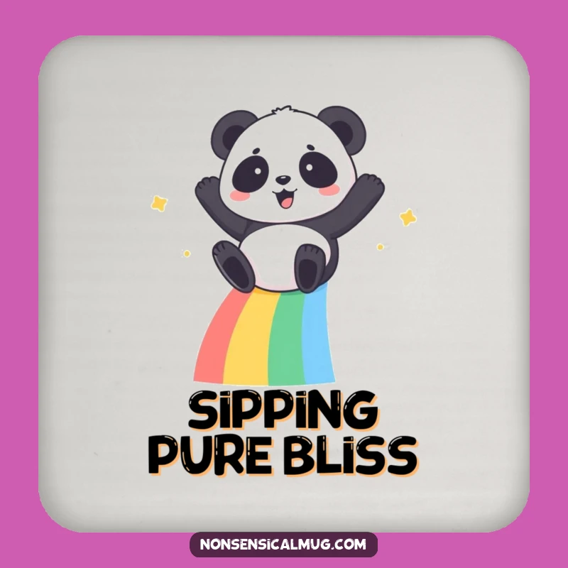 Kawaii Panda Rainbow Coaster: Joyful Sliding Panda Drink Mat, Essential Funny Gift!