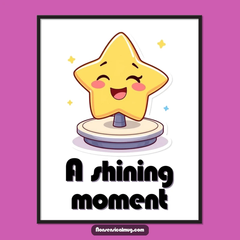 Funny Winking Star Poster: Cheerful Character's Spin for Wall Art Gift