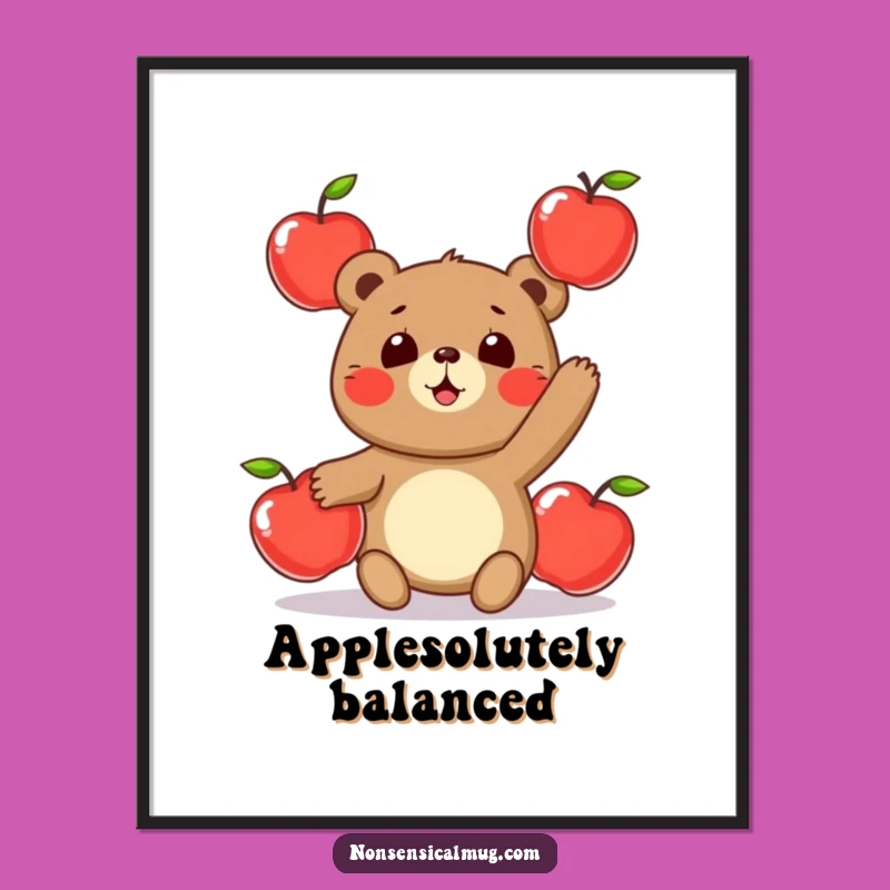 Funny Juggling Bear Poster: Brighten Your Walls with This Hilarious Art Print