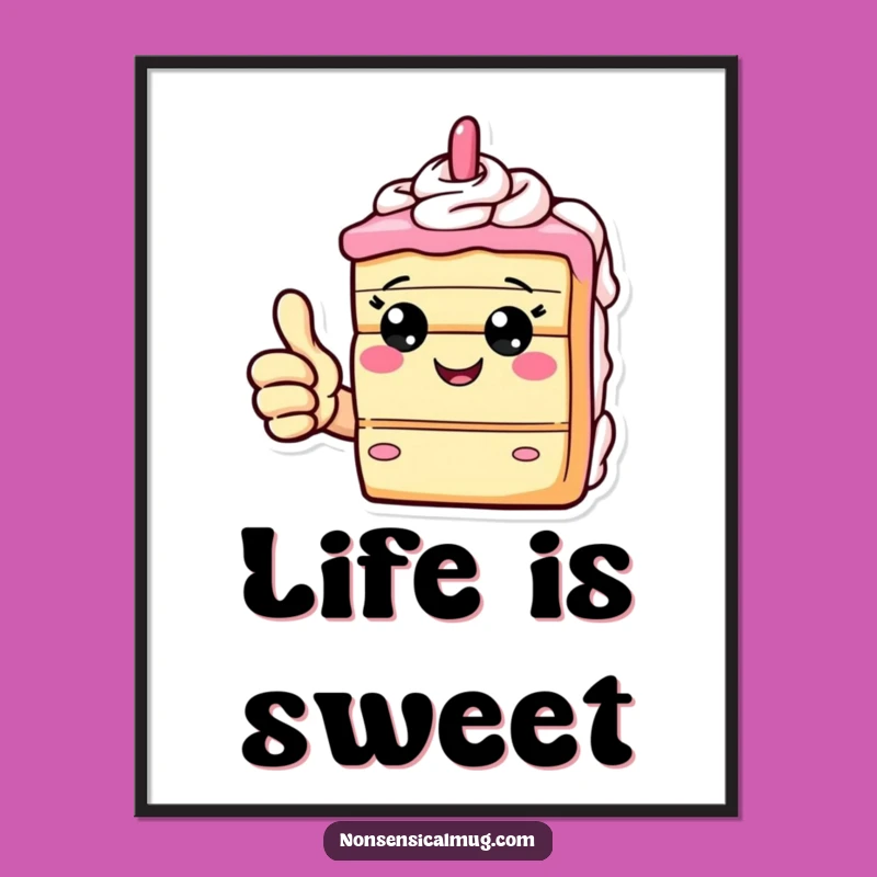 Funny Cake Slice Poster - Deliciously Giddy Wall Art for Sweet Spaces