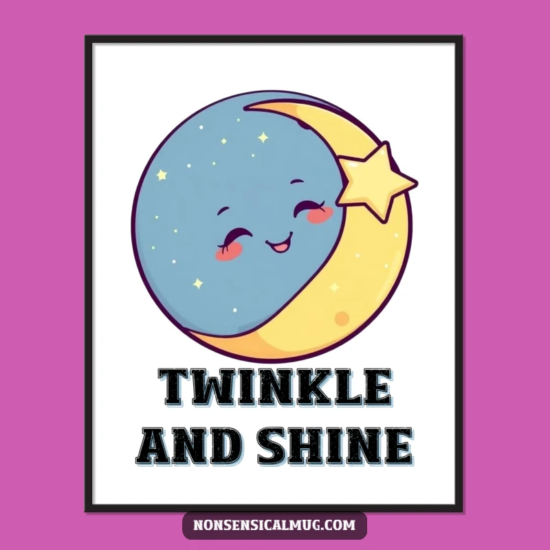 Funny Moon Winks Poster: Celestial Wall Art, a Joyful and Funny Gift