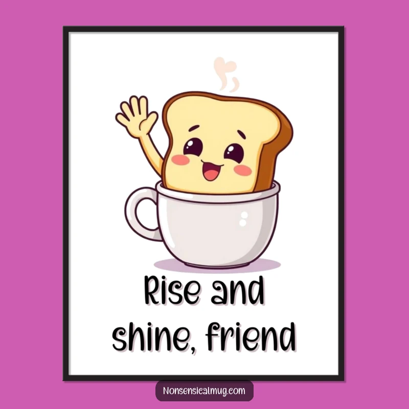 Funny Smiling Toast Poster: Steaming Greetings Art, Perfect Gift!